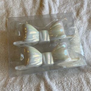 Iridescent Bow taper candle holder. New In Box
